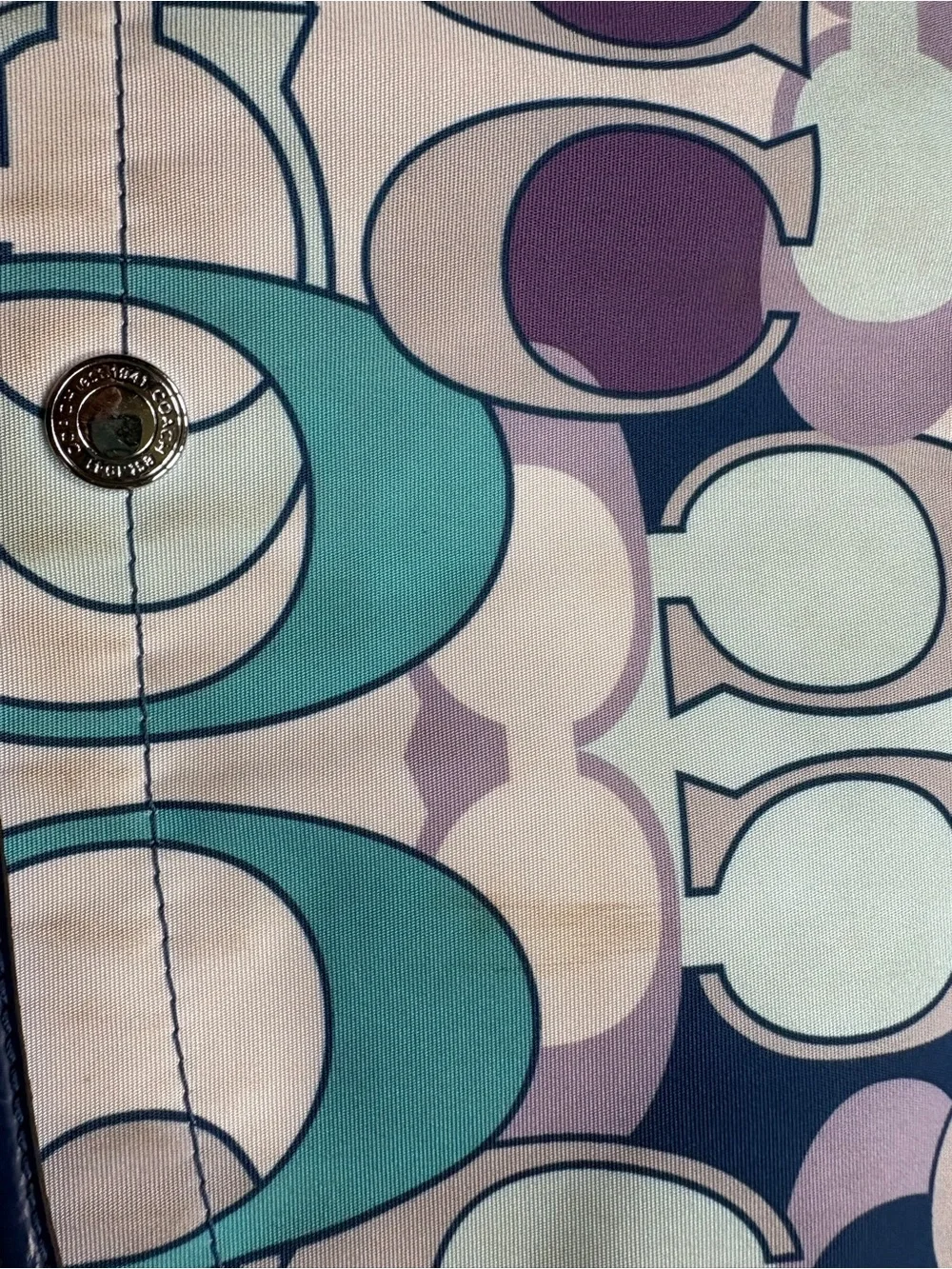 Coach Multicolor Signature Print Crossbody in Navy, Teal & Lavender